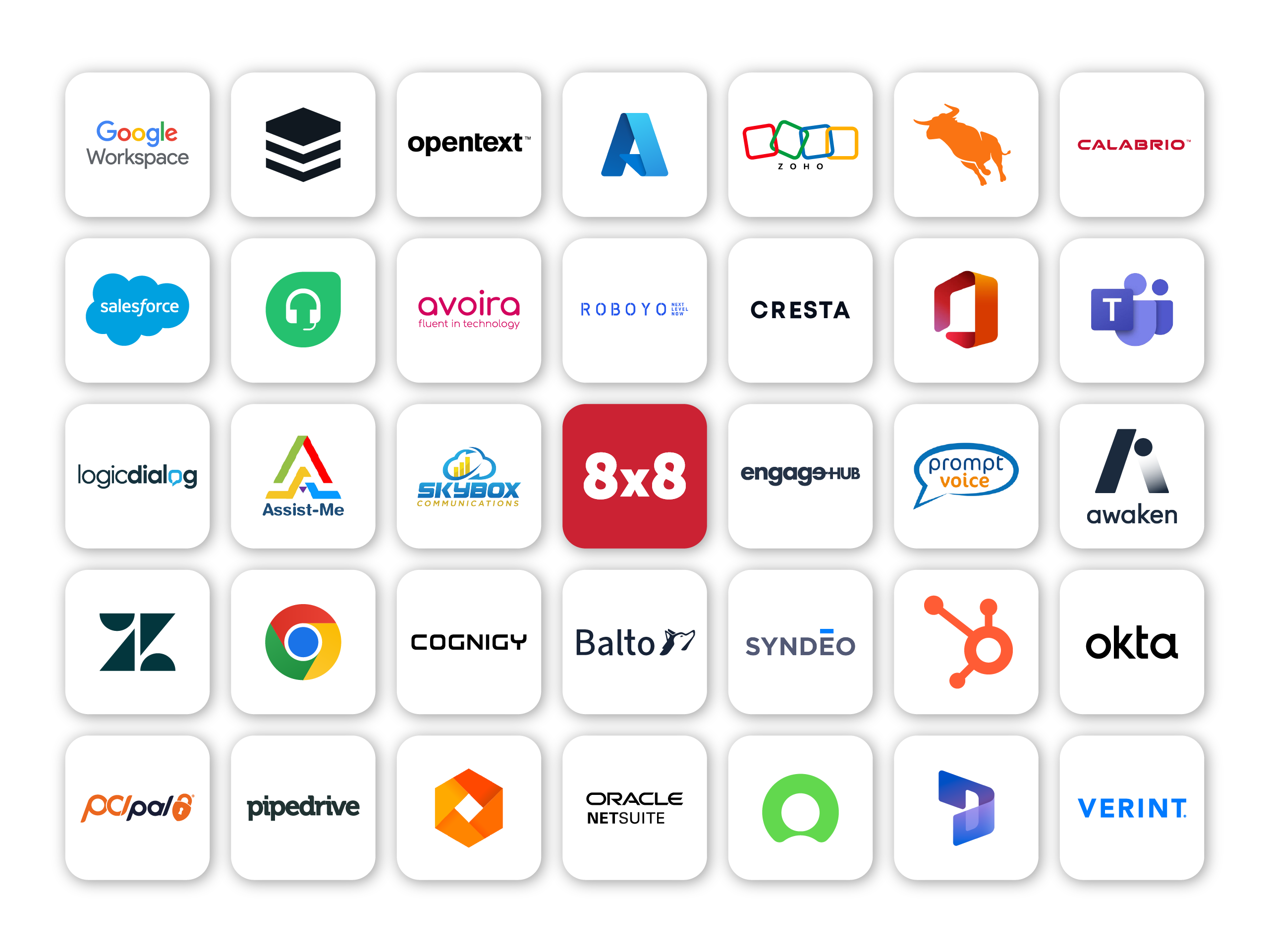 Icons listing current 8x8 Technology Partners