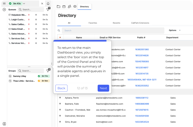 Request a demo of 8x8 Agent Workspace to experience streamlined tools for contact center agents