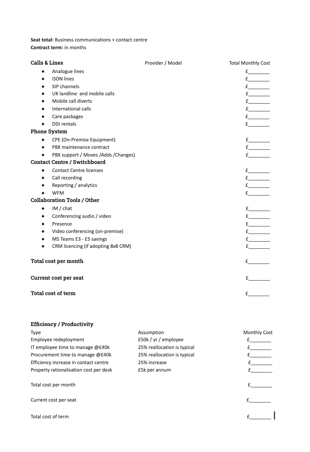 Suggested business case structure