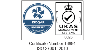 Logo for Alcumus ISOQAR Certification for UKAS management systems