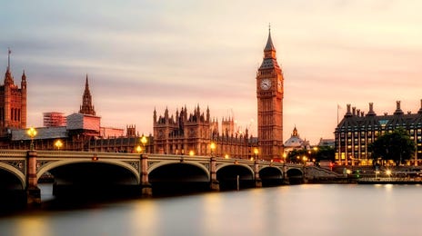 A view on Big Ben, London from the River Thames