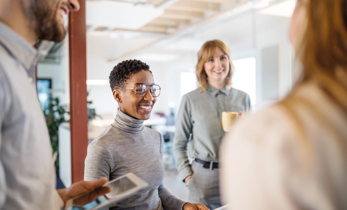 A group of people speaking French in London