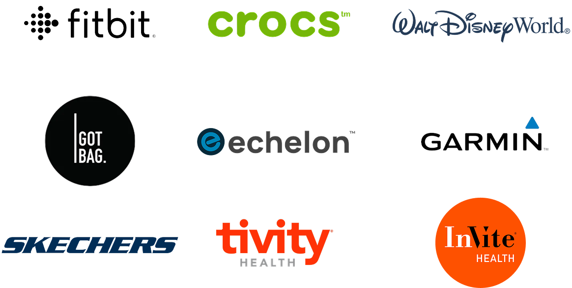 fitbit, crocs, walt disney world, got bag, echelon, garmin, skechers, tivity, invite health