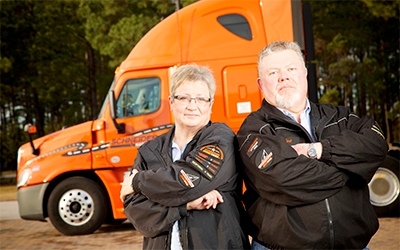 Sharon Nader and her husband Joe with their company truck