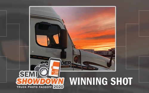 2020 Semi Showdown truck photo contest winning sunset photo