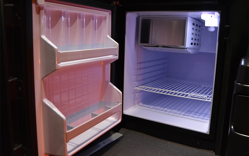 Fridge inside a new Schneider truck