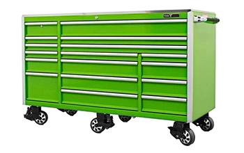 A green Toolvault toolbox.