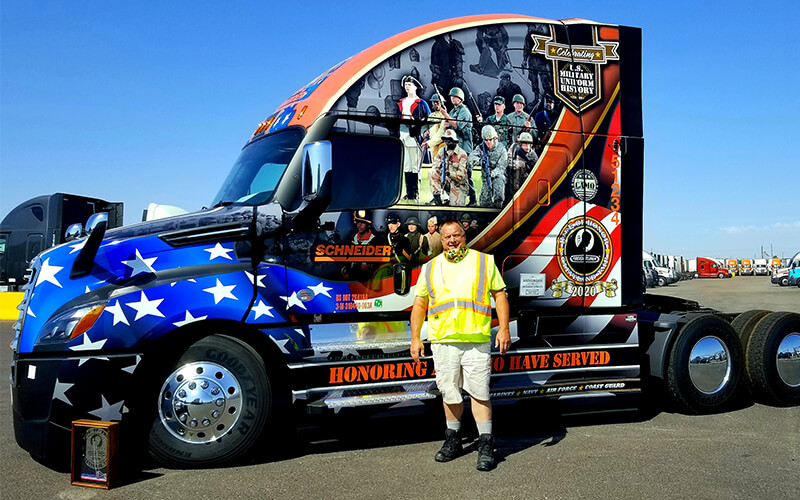 Meet Tom Lehr, a retired Marine who was chosen as Schneider's 2020 Ride of Pride driver.