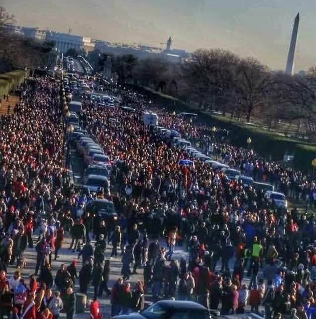 Schneider's convoy that lead Wreath of America into Arlington overview shot