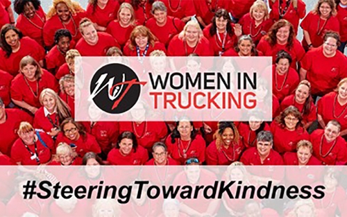 A group of Women in Trucking members promote #SteeringTowardKindness