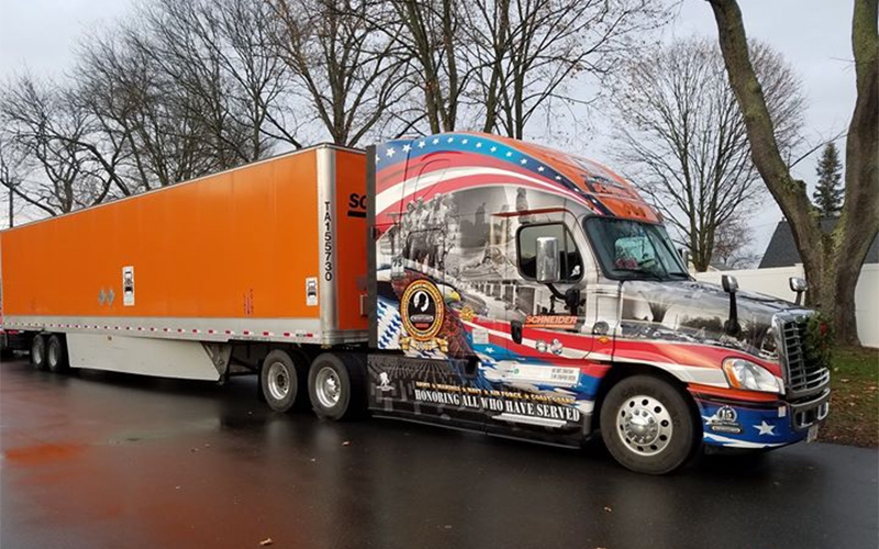 Schneider's convoy that lead Wreath of America into Arlington