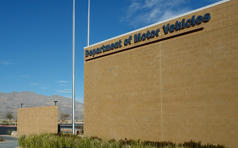 The exterior of a Department of Motor Vehicles.