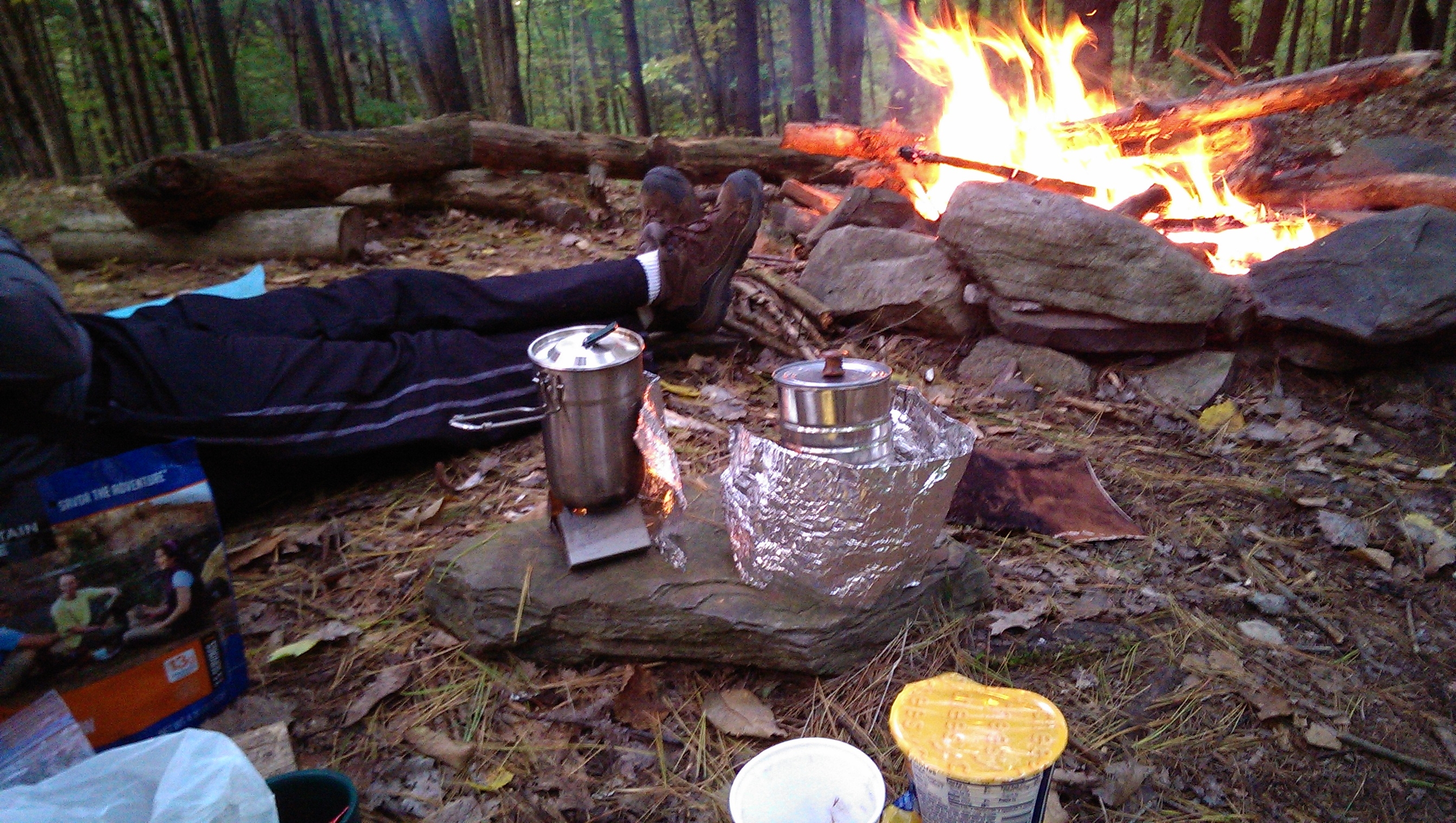 Truck driver camping outdoors