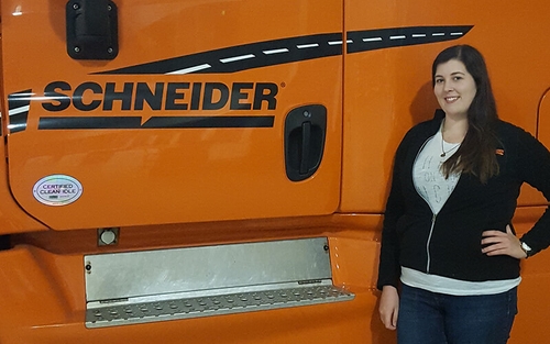 Katie Nohre in front of truck