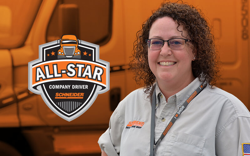 This month's featured driver Dana Rau Courtier is a Schneider Driver Instructor, All-Star and most recently, an Unsung Hero.