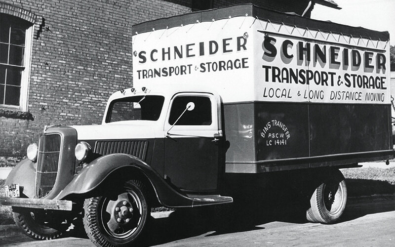Schneider truck in front of NeighborWorks