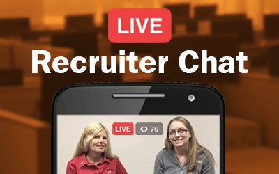 An icon shows 76 viewers tuned into a Schneider Facebook Live Recruiter Chat