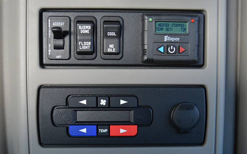 The control panel of an APU in a semi-truck.