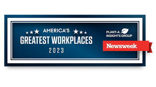 Logo for Newsweek's 2023 America's Greatest Workplaces award