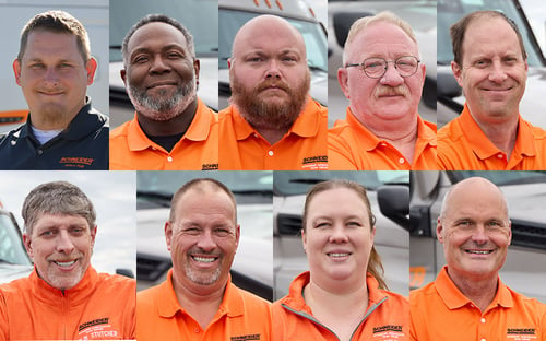 A photo collage of the newest 9 Schneider Driver Ambassadors.