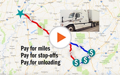 A Dollar Dedicated account video highlights pay for miles, pay for stop-offs and pay for unloading.
