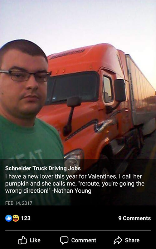 Schneider driver Nathan's phone images