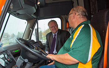 Mike Darras had the opportunity to drive CEO Chris Lofgren in his truck.