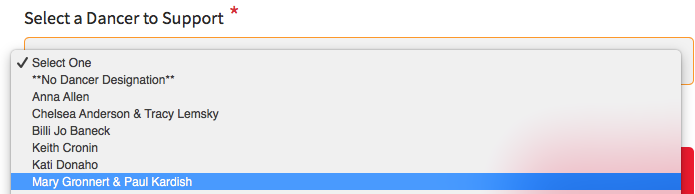 Select a Dancer to Support