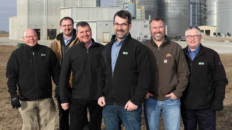 Mark Walter, Grain Division Manager, NEW Cooperative; Taylor Jans, Relationship Manager, CoBank; Dan Dix, General Manager, NEW Cooperative; Brian Wagner, Board President, NEW Cooperative; Shan Jaeschke, Agronomy Division Manager, NEW Cooperative; Keith Jensen, CFO, NEW Cooperative