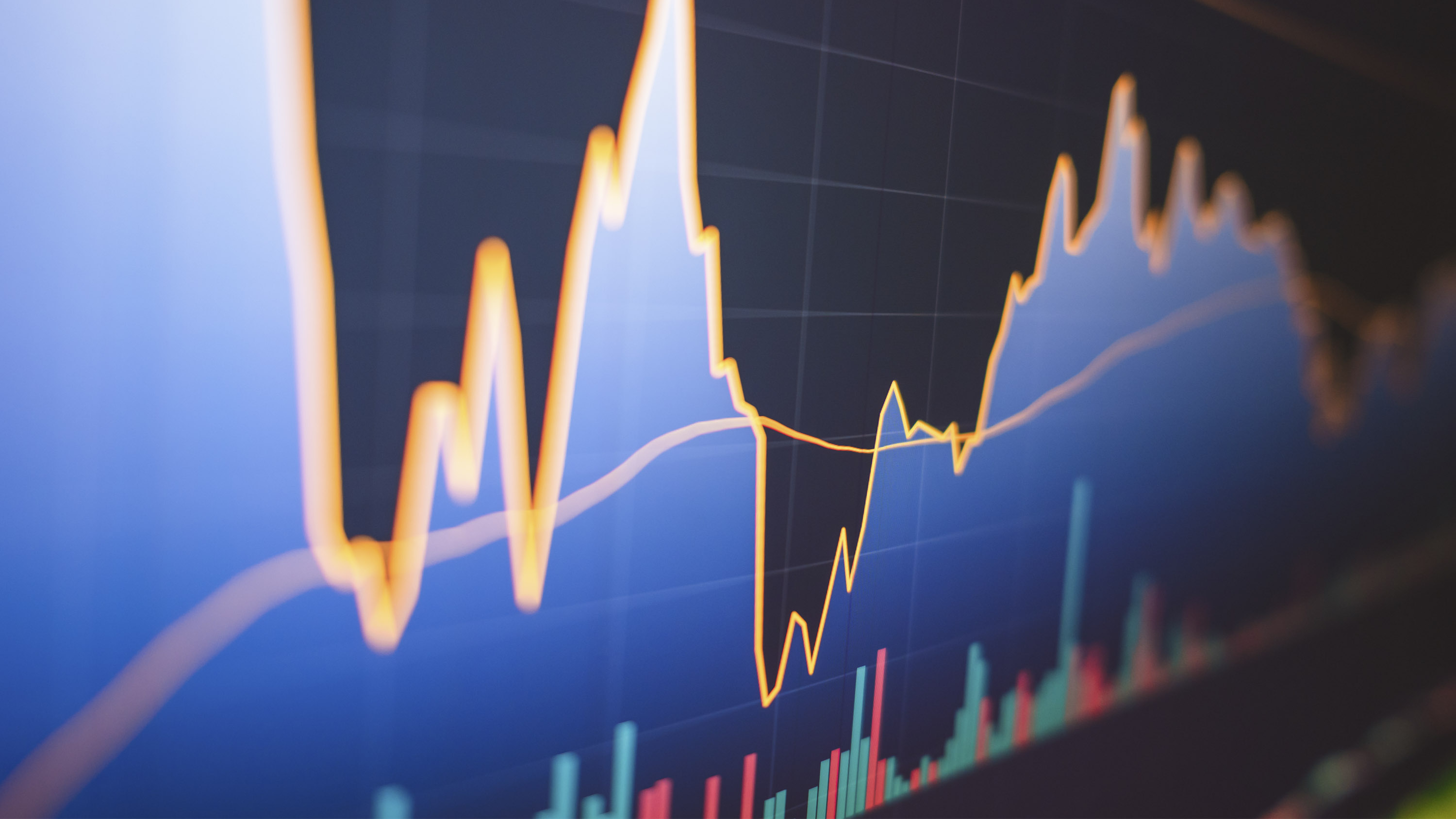 Financial analysis with volume and candle stick chart