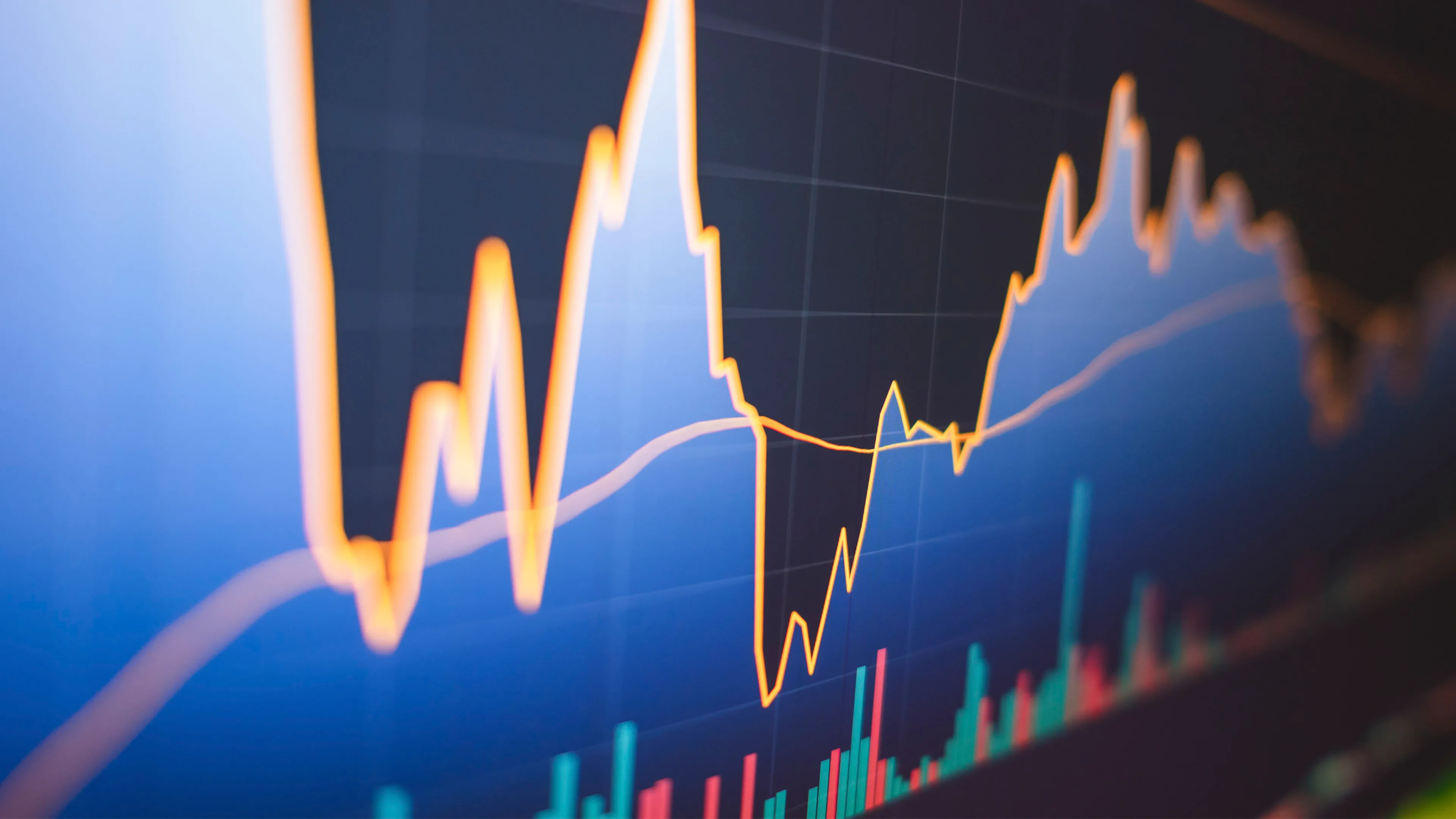 Financial analysis with volume and candle stick chart