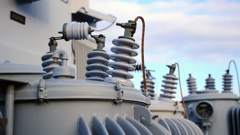Close up of a power station at a generation facility