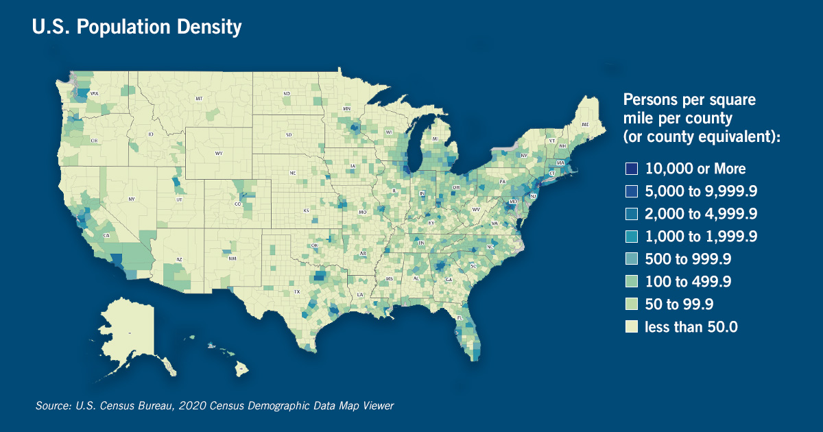 Map of U.S. population density