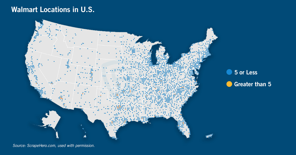 Map of Walmart locations in the U.S.
