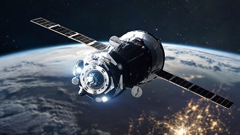 Communications satellite in orbit