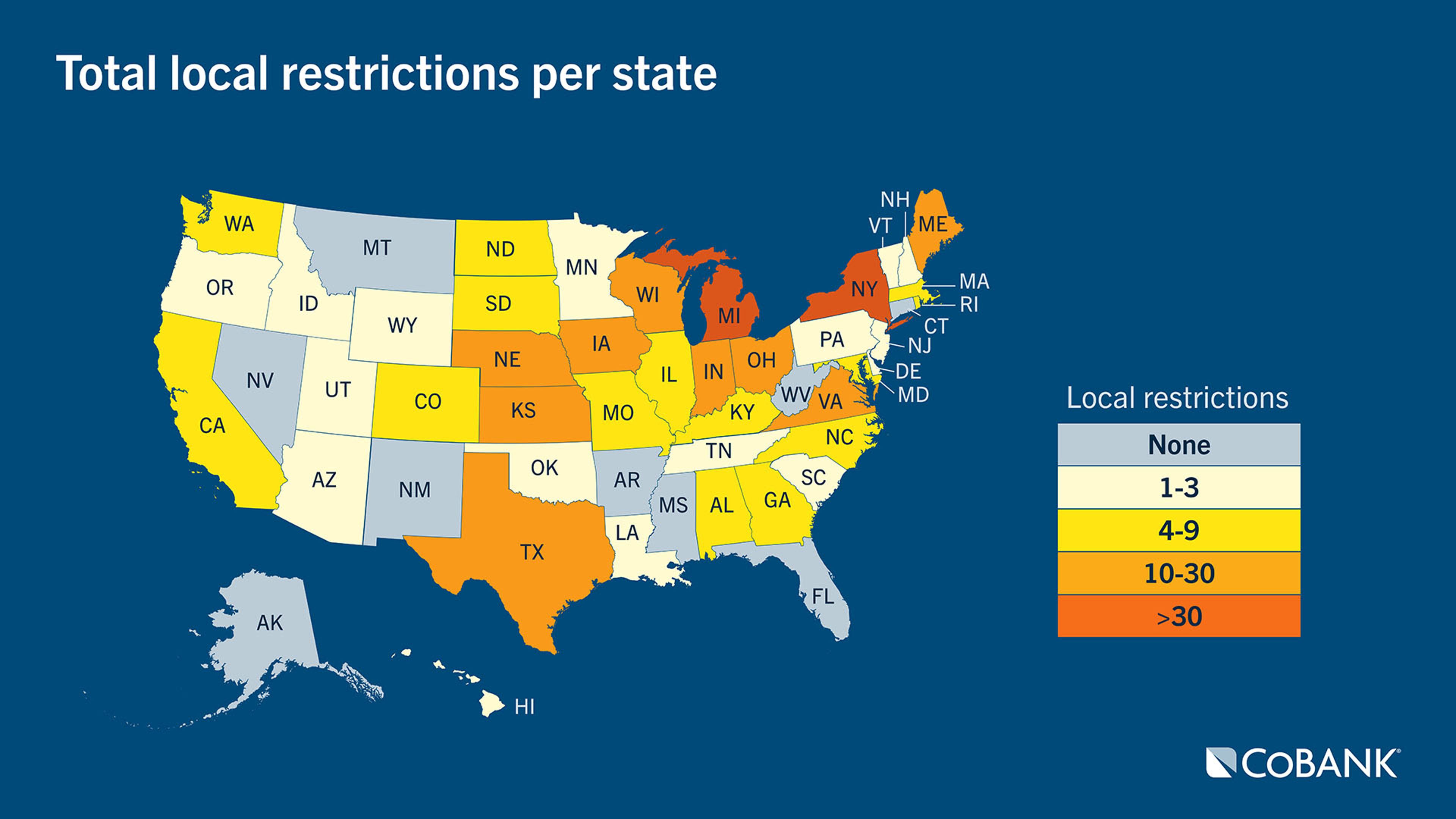 Map: Total local restrictions per state