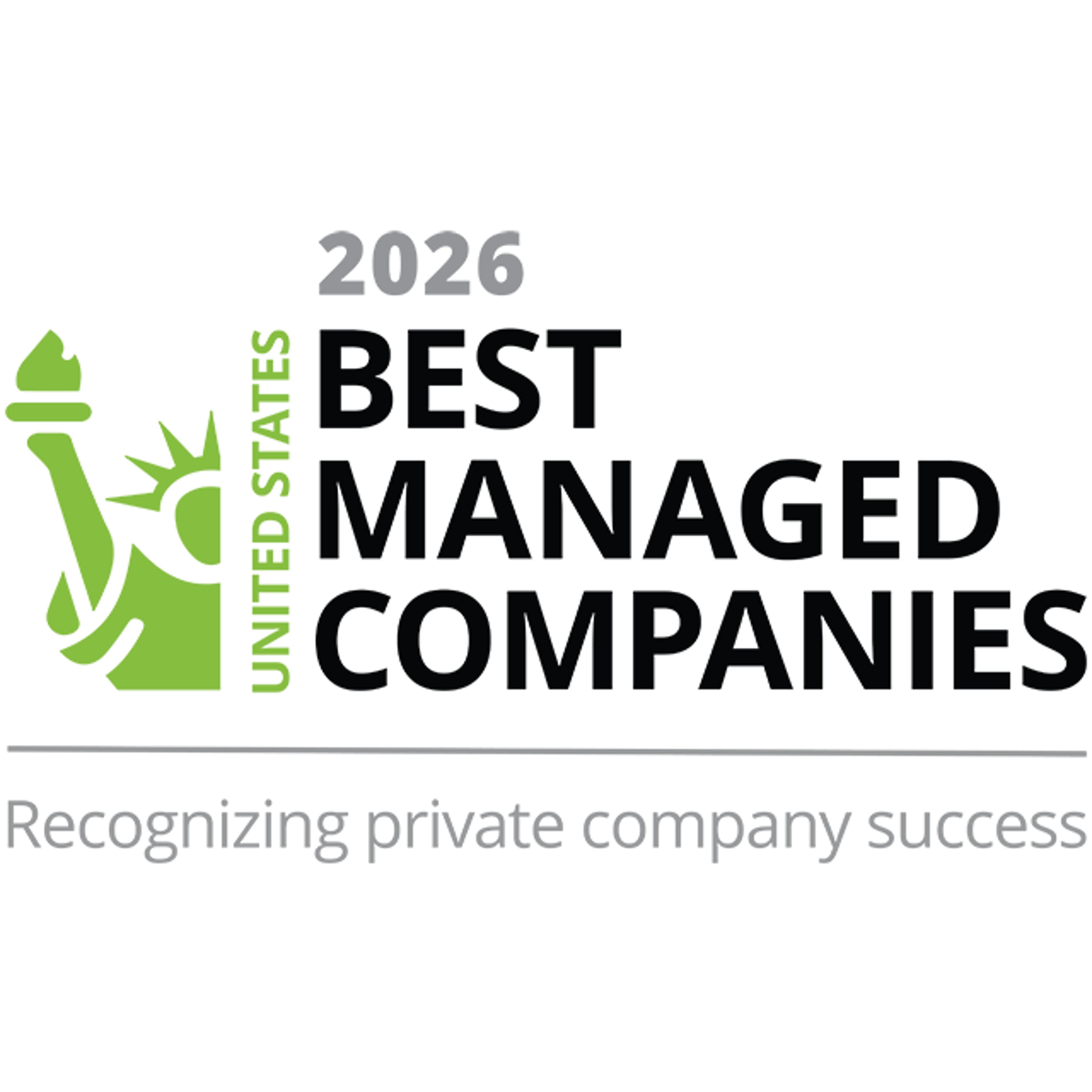 Graphic badge design featuring “2026 Best Managed Companies” recognition with a stylized emblem
