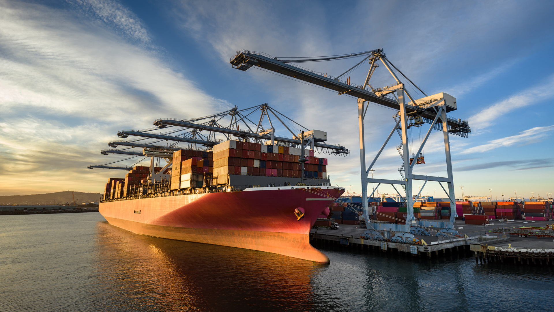 Container ship at port