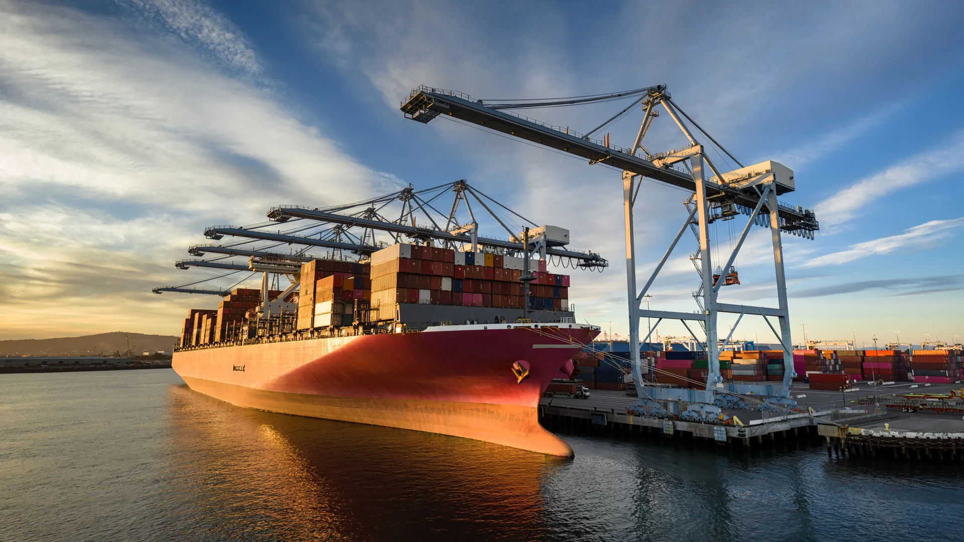 Container ship at port