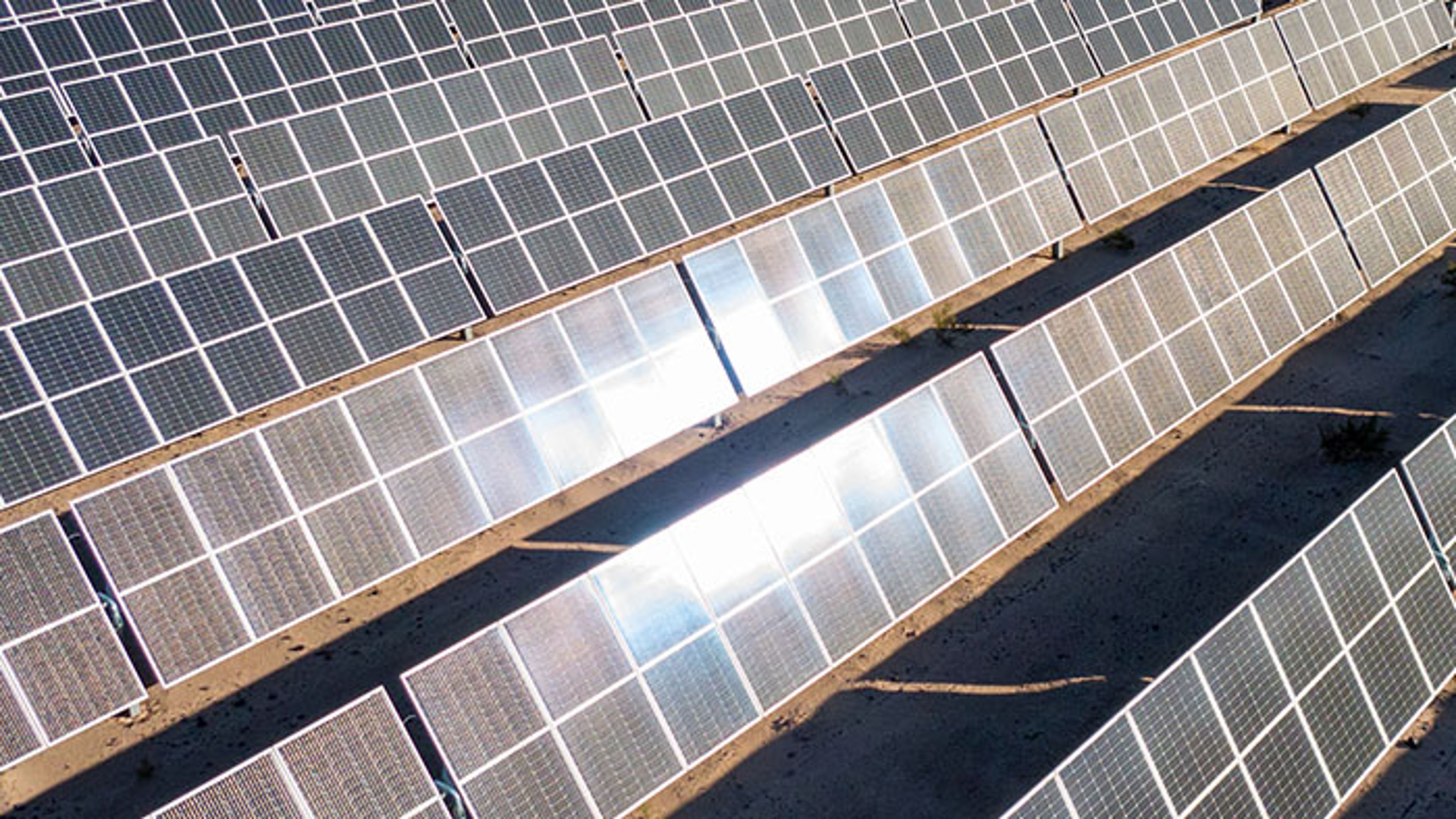 Solar panels in a solar farm