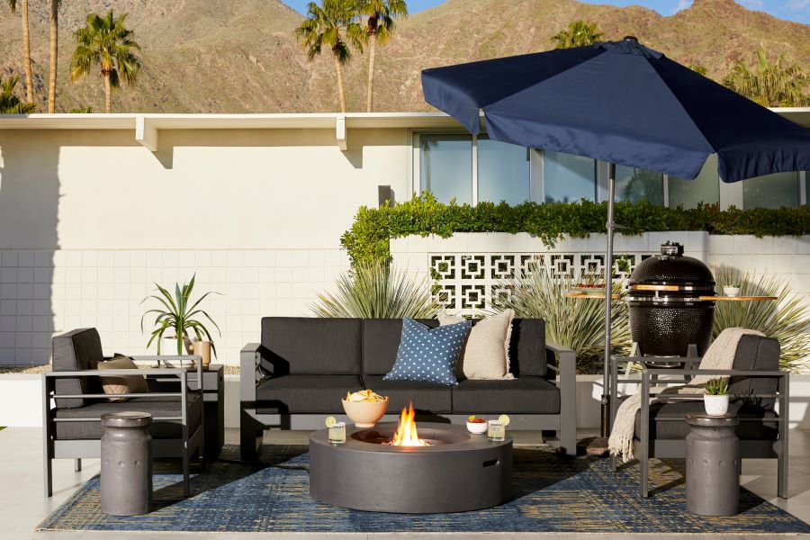 Patio Set with Fire Pit and Grill