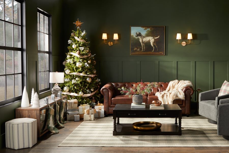 Living Room Decorated for Christmas