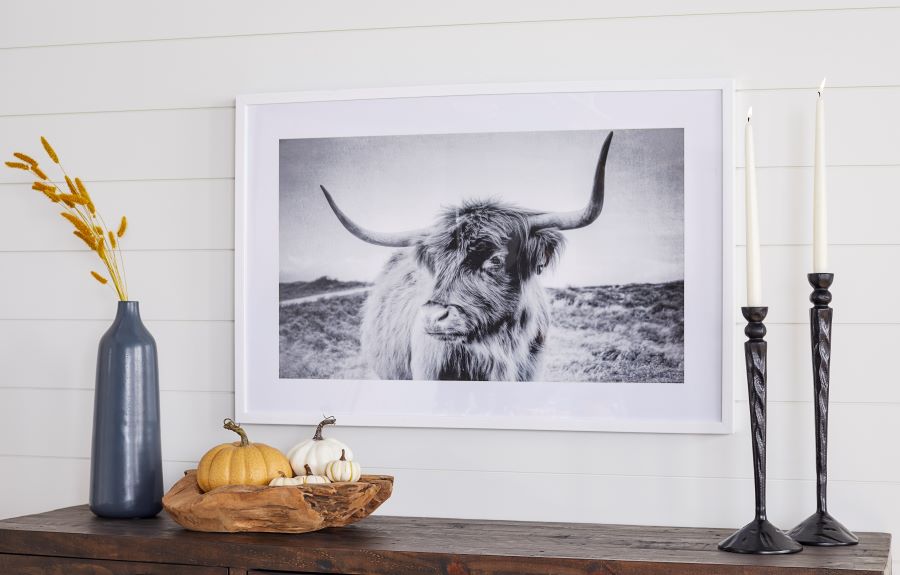 Black and White Fall Mantle Decor