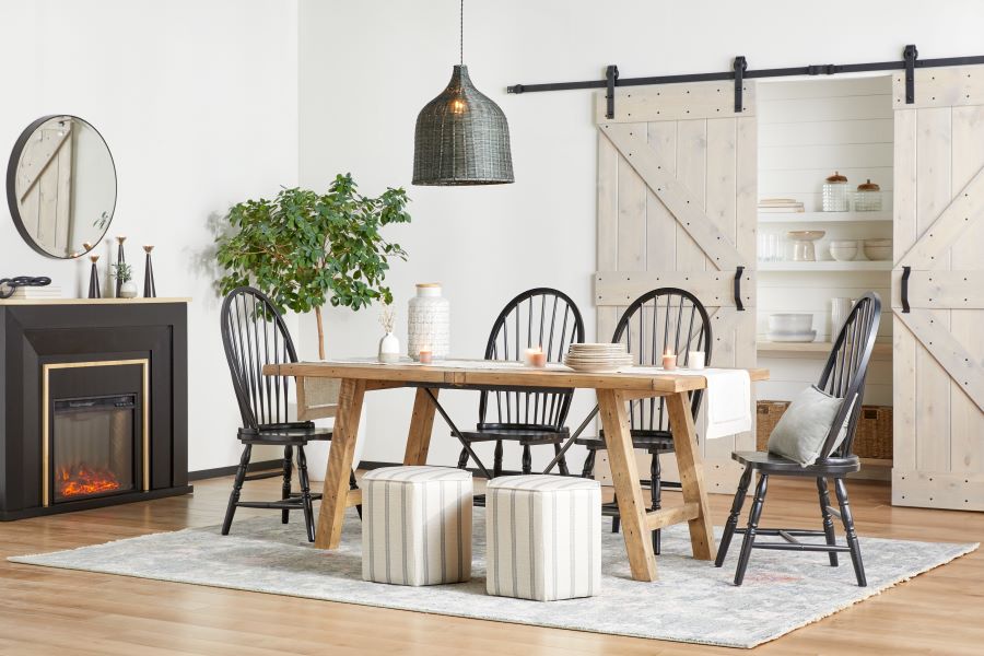 Wood Dining Set with Traditional Chairs
