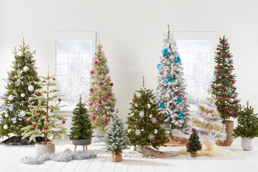 A Display of Christmas Trees in Different Shapes