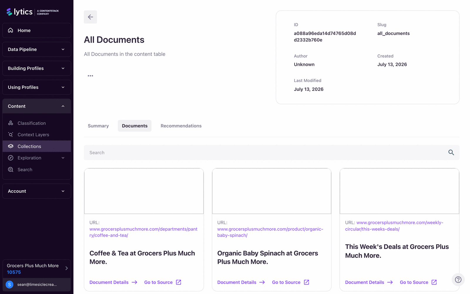 Content ingestion flow from URL events through enrichment into the content table.