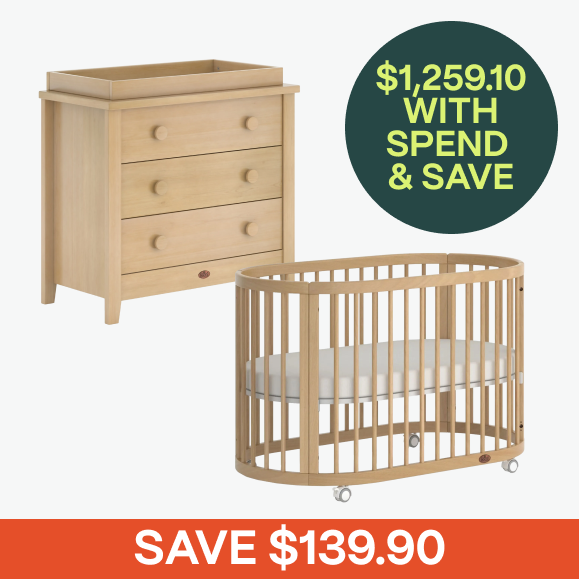Boori Oasis Cot, Boori Chest & Boori Mattress Package.