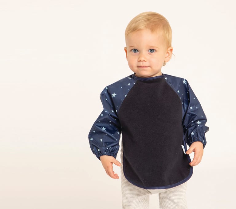 All4Ella Banner with child wearing a long sleeve bib