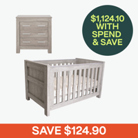 Bordeaux Cot, Chest & Love N Care Mattress Package
