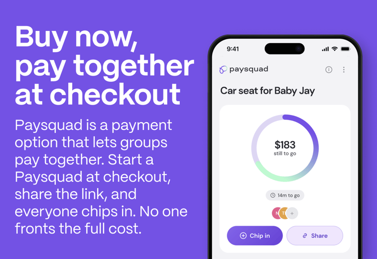 Paysquad. Buy now, pay together at checkout